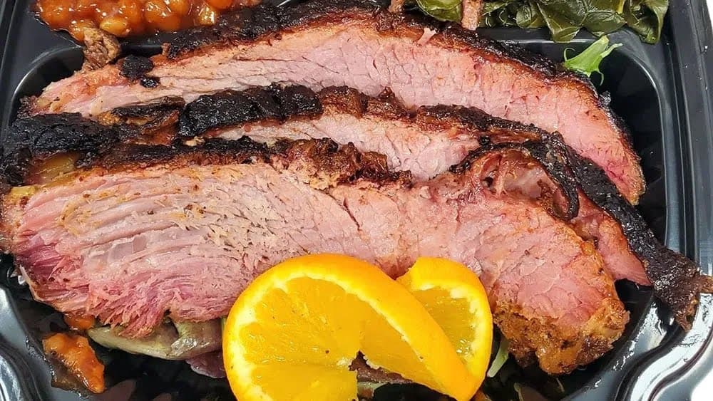 Juicy smoked beef brisket platter